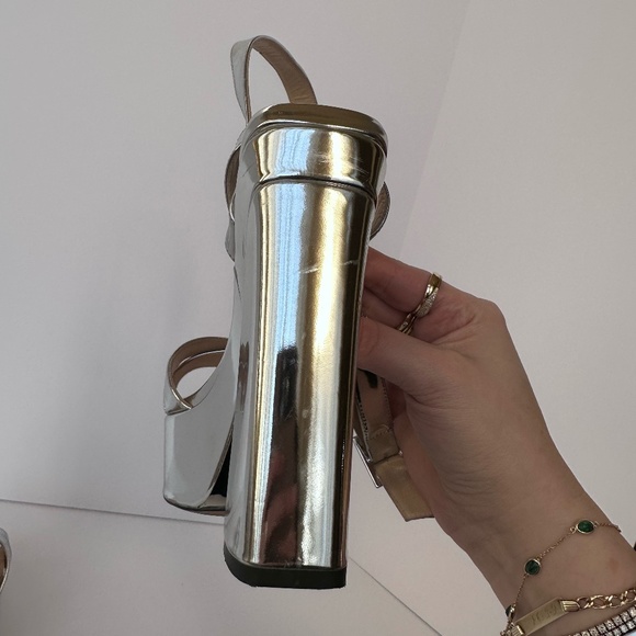 Jimmy Choo Gaia 140 Mirrored Leather Platform Sandals - Picture 6 of 14